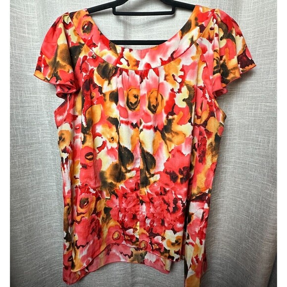 2/$30 Serenade Colorful Floral Blouse Top Size 2X 3D Rosettes Office Boho Modest - Picture 10 of 10